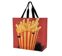 Rkklvbns Borsa a tracolla da donna con patatine fritte in stile cartone animato, borsa per la spesa portatile, leggera e resistente, per lavoro, viaggi, borsa casual