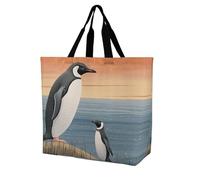 Rkklvbns Borsa a tracolla da donna con pinguino disegnato a mano, borsa per la spesa, portatile, leggera, resistente, per lavoro, viaggi, casual