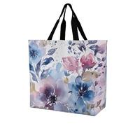 Rkklvbns Borsa a tracolla da donna con pittura ad acquerello floreale, borsa per la spesa, portatile, leggera, resistente, per lavoro, viaggi, casual