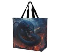 Rkklvbns Borsa a tracolla da donna con serpente nero in fiamme, borsa per la spesa portatile, leggera, resistente, per lavoro, viaggi, casual