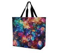 Rkklvbns Borsa a tracolla da donna con stelle arcobaleno colorate, borsa per la spesa, portatile, leggera, resistente, per lavoro, viaggi, casual