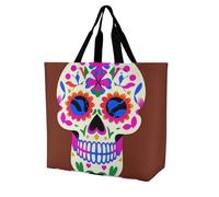 Rkklvbns Borsa a tracolla da donna con teschio messicano, borsa per la spesa, portatile, leggera, resistente, per lavoro, viaggi, borsa casual