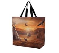 Rkklvbns Borsa a tracolla da donna con tribù dei nativi americani, borsa per la spesa, portatile, leggera, resistente, per lavoro, viaggi, borsa casual