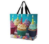 Rkklvbns Borsa da donna colorata con scritta "Happy Birthday", borsa a tracolla per generi alimentari, leggera, resistente, per lavoro, viaggi, stile casual