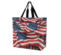 Rkklvbns Borsa da donna con bandiera degli Stati Uniti, borsa a tracolla per generi alimentari, borsa portatile leggera e resistente, per lavoro, viaggi, borsa casual