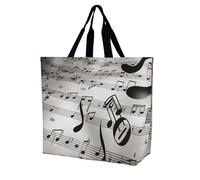 Rkklvbns Borsa da donna con stampa di note musicali, borsa a tracolla per generi alimentari, borsa portatile leggera e resistente, per lavoro, viaggi, borsa casual