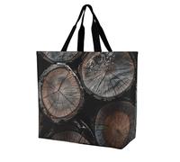 Rkklvbns Borsa da donna in legno con taglio rotondo, borsa a tracolla per generi alimentari, borsa portatile leggera e resistente, per lavoro, viaggi, borsa casual