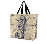 Rkklvbns Borsa da donna in stile nautico, borsa a tracolla per generi alimentari, portatile, leggera, resistente, per lavoro, viaggi, casual