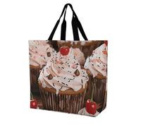 Rkklvbns Borsa tote da donna con cupcake e muffin, borsa a tracolla per generi alimentari, borsa portatile leggera e resistente, per lavoro, viaggi, borsa casual