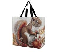 Rkklvbns Borsa tote da donna con foglie e scoiattolo, borsa a tracolla per generi alimentari, borsa portatile leggera e resistente, per lavoro, viaggi, borsa casual