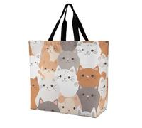Rkklvbns Borsa tote da donna con gatti arancioni, borsa a tracolla per generi alimentari, borsa portatile leggera e resistente, per lavoro, viaggi, borsa casual