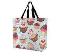 Rkklvbns Borsa tote da donna con motivo cupcake, borsa a tracolla per generi alimentari, borsa portatile leggera e resistente, per lavoro, viaggi, borsa casual