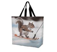 Rkklvbns Borsa tote da donna con scoiattolo da sci, borsa a tracolla per generi alimentari, borsa portatile leggera e resistente, per lavoro, viaggi, borsa casual