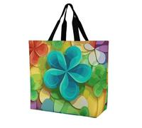 Rkklvbns Borsa tote da donna con trifoglio arcobaleno a forma di cerchio, borsa per la spesa, portatile, leggera, resistente, per lavoro, viaggi, borsa casual