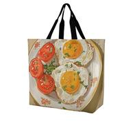 Rkklvbns Borsa tote da donna con uova e pomodori, borsa a tracolla per generi alimentari, borsa portatile leggera e resistente, per lavoro, viaggi, borsa casual