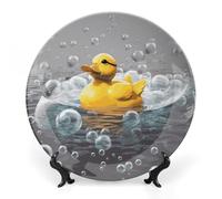 Rkklvbns Bubble Duck Bone China Piatto decorativo in porcellana artistica con espositore da parete decorazione per la casa per ufficio hotel da 17,8 cm