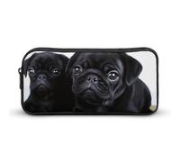 Rkklvbns Carino Carlino Nero Grande Astuccio Portamatite Portatile con Cerniera Cancelleria Organizer Semplice Stoccaggio Estetica Cancelleria per Ufficio College Uso Adulto