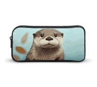 Rkklvbns Carino Otter Grande Astuccio Portamatite Portatile con Cerniera Cancelleria Organizer Semplice Stoccaggio Estetica Cancelleria per Ufficio College Uso Adulto