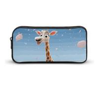 Rkklvbns Cartoni animati giraffa grande astuccio portamatite portatile con cerniera cancelleria organizzatore semplice archiviazione estetica cancelleria per ufficio college uso adulto