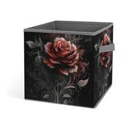 Rkklvbns Cestini piatti a forma di rosa, cestino portaoggetti pieghevole con manici, grande contenitore per vestiti in tessuto per organizzare libri, coperte, giocattoli