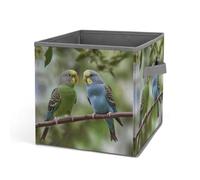 Rkklvbns Cestini portaoggetti a forma di parrocchetti, colore blu e verde, cestino pieghevole con manici, grande organizer per vestiti in tessuto per organizzare libri, coperte, giocattoli