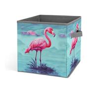 Rkklvbns Cestini portaoggetti con fenicotteri rosa, cestino portaoggetti pieghevole con manici, grande contenitore per vestiti in tessuto per organizzare libri, coperte, giocattoli