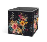 Rkklvbns Cestini portaoggetti con fiori colorati, cestino portaoggetti pieghevole con manici, grande contenitore per vestiti in tessuto per organizzare libri, coperte, giocattoli