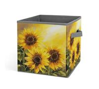 Rkklvbns Cestini portaoggetti con girasoli gialli, cestino portaoggetti pieghevole con manici, grande contenitore per vestiti in tessuto per organizzare libri, coperte, giocattoli