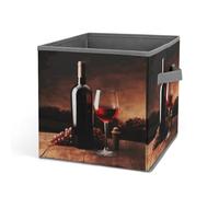 Rkklvbns Cestini portaoggetti per bottiglie di vino rosso, cestino pieghevole con manici, grande organizer per vestiti in tessuto per organizzare libri, coperte, giocattoli
