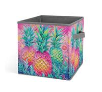 Rkklvbns Cestino portaoggetti pieghevole con tre grandi ananas, con manici, grande organizer per vestiti in tessuto per organizzare libri, coperte, giocattoli