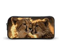 Rkklvbns Cheetah Love - Astuccio portamatite portatile, con cerniera, organizer per cancelleria, semplice da riporre, per ufficio, università, uso adulto