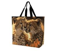 Rkklvbns Cheetah Love - Borsa a tracolla da donna, borsa per la spesa, portatile, leggera, resistente, per lavoro, viaggi, stile casual