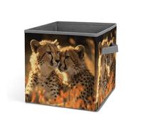 Rkklvbns Cheetah Love, cestino portaoggetti pieghevole con manici, grande organizer per vestiti in tessuto, per organizzare libri, coperte, giocattoli