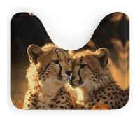 Rkklvbns Cheetah Love - Tappeto da bagno a forma di U, antiscivolo, morbido e assorbente, 50,8 x 40,6 cm, sottile, per lavandino, vasca, doccia e WC