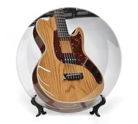 Rkklvbns Chitarra Strumento Musicale Bone China Piatto Decorativo Arte Porcellana Piatto con Espositore Montaggio A Parete Decorazione Domestica per Ufficio Hotel Parete 7 pollici
