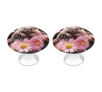 Rkklvbns Confezione da 2 pomelli moderni a forma di riccio con fiori, per cassetti e cassettiere, per cucina, camera da letto, cassetti del bagno