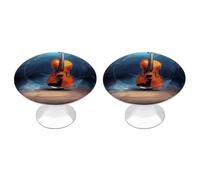 Rkklvbns Confezione da 2 pomelli moderni per cassetti e cassettiere con poster di violino, solidi, rotondi, per cucina, camera da letto, cassetti del bagno