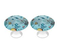 Rkklvbns Confezione da 2 pomelli rotondi per armadietti con astrazione, biologia, chimica, moderni, per cassettiere, cassetti, per cucina, camera da letto, cassetti del bagno