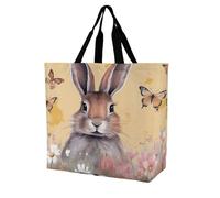 Rkklvbns Coniglio e Farfalla Donne Tote Bag Spalla Borsa della spesa Borsa Portatile Borsa di Immagazzinaggio Leggero Durevole per Lavoro Viaggi Casual Bag