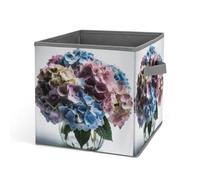Rkklvbns Contenitori portaoggetti con fiori di ortensia in vaso, cestino portaoggetti pieghevole con manici, grande organizer per vestiti in tessuto per organizzare libri, coperte, giocattoli