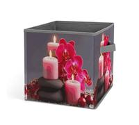 Rkklvbns Contenitori portaoggetti per candele rosse in pietra orchidea, cestino portaoggetti pieghevole con manici, grande contenitore per vestiti in tessuto per organizzare libri, coperte, giocattoli