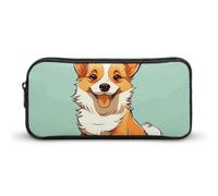 Rkklvbns Corgi, astuccio grande con cane carino, portatile, con cerniera, organizer per cancelleria, semplice da riporre, per ufficio, università, uso adulto