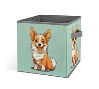 Rkklvbns Corgi, grazioso cestino portaoggetti pieghevole con manici, per vestiti, in tessuto, per organizzare libri, coperte, giocattoli