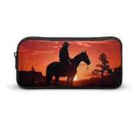 Rkklvbns Cowboy West - Astuccio portamatite portatile, con cerniera, organizer per cancelleria, semplice da riporre, per ufficio, università, uso adulto