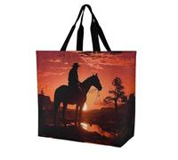 Rkklvbns Cowboy West - Borsa a tracolla da donna, borsa per la spesa, portatile, leggera, resistente, per lavoro, viaggi, stile casual