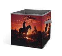 Rkklvbns Cowboy West, cestino portaoggetti pieghevole con manici, grande organizer per vestiti in tessuto per organizzare libri, coperte, giocattoli