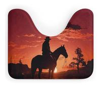 Rkklvbns Cowboy West - Tappeto da bagno a forma di U, antiscivolo, morbido, assorbente, 50,8 x 40,6 cm, sottile, per lavandino, vasca, doccia e WC