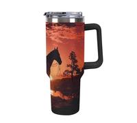 Rkklvbns Cowboy West - Tazza da caffè da viaggio, con manico e coperchio con cannuccia, a prova di perdite, grande capacità, mantiene freddo o caldo per palestra, viaggi e sport