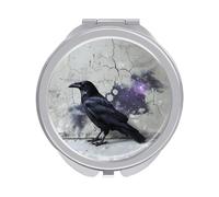 Rkklvbns Crow on the Ground - Specchio da viaggio portatile per cosmetici, a doppio lato, con ingrandimento 1x e 2x, per viaggi, scrivania, casa