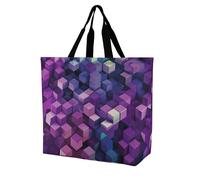 Rkklvbns Cubi di colore astratto viola da donna Tote Bag spalla drogheria borse portatile borsa leggera durevole per lavoro viaggio borsa casual